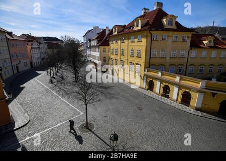Prague, Czech Republic. 16th Mar, 2020. The Kampa Island (square) in Prague, Czech Republic, without usual crowds of tourists is seen on March 16, 2020. The government has banned a free movement of people all over the Czech Republic due to the further coronavirus spread as of midnight on March 15 until 6:00, March 24. Credit: Vit Simanek/CTK Photo/Alamy Live News Stock Photo