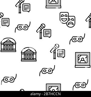 Theatre Equipment Seamless Pattern Vector Stock Vector