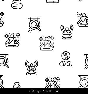 Meditation Practice Seamless Pattern Vector Stock Vector