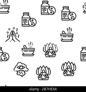 Meditation Practice Seamless Pattern Vector Stock Vector