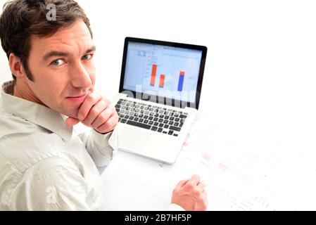 architect at his workplace with notebook - house building and construction in industry Stock Photo
