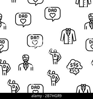 Dad Father Parent Seamless Pattern Vector Stock Vector