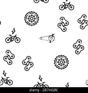 Bicycle Bike Details Seamless Pattern Vector Stock Vector