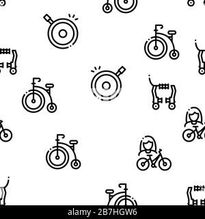 Bicycle Bike Details Seamless Pattern Vector Stock Vector