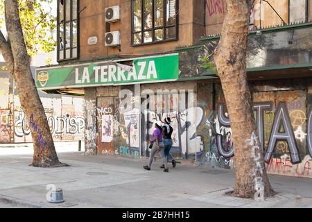 Santiago, Chile - March 01, 2020:  The destruction of Zone Zero. Stock Photo