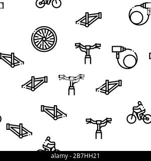 Bicycle Bike Details Seamless Pattern Vector Stock Vector