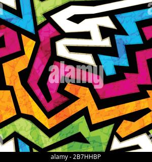 colored graffiti seamless texture with grunge effect Stock Vector