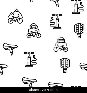 Bicycle Bike Details Seamless Pattern Vector Stock Vector