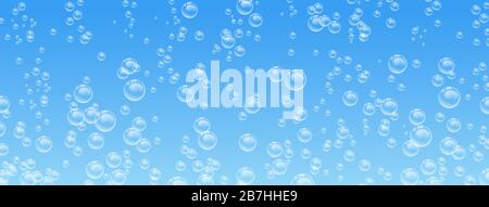 Bubbles in water on blue background Stock Vector