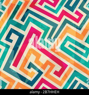 colored lines seamless pattern with grunge effect Stock Vector