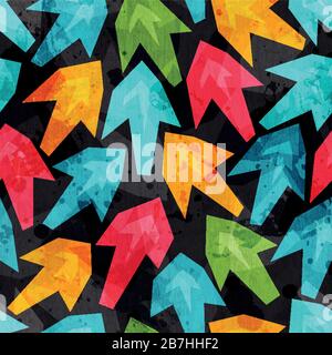 colored arrows seamless pattern with grunge effect Stock Vector