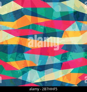 colored mosaic seamless pattern with grunge effect Stock Vector