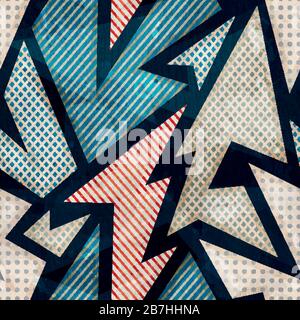 cloth geometric seamless pattern with grunge effect Stock Vector