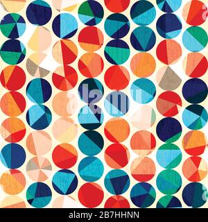 colored circles seamless pattern with grunge and glass effect Stock Vector