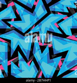 blue neon geometric seamless pattern Stock Vector
