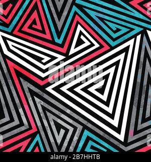 grunge triangle spirals seamless pattern Stock Vector