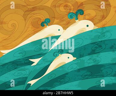 Dolphins vector art Stock Vector