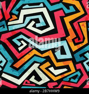 bright graffiti seamless pattern with grunge effect Stock Vector