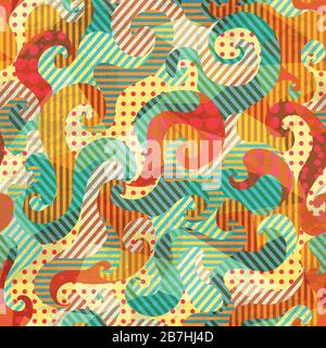 fabric spirals seamless pattern with grunge effect Stock Vector