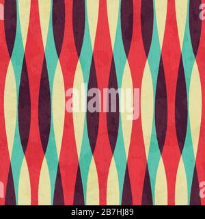 retro curves seamless pattern with grunge effect Stock Vector