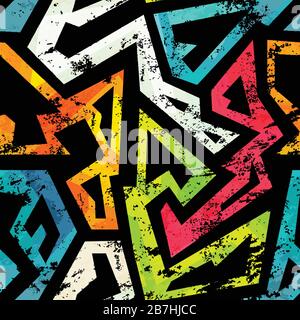 urban grunge geometric seamless pattern Stock Vector