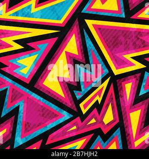 psychedelic colored geometric seamless pattern Stock Vector