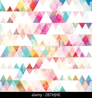 rainbow triangle seamless pattern with grunge effect Stock Vector