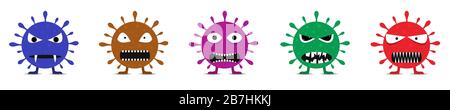 Colored coronavirus monster set Stock Vector