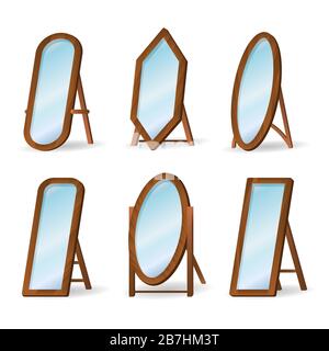 Wooden floor mirrors Stock Vector