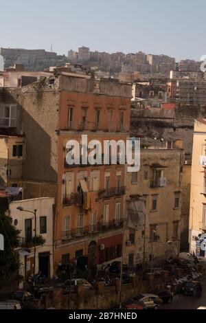 Apartment building in Naples, Italy with balconies some of which have ...