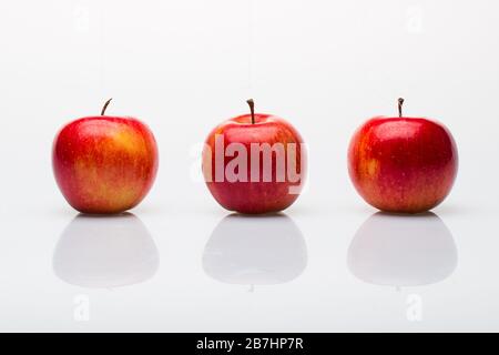 Three red apples Stock Photo