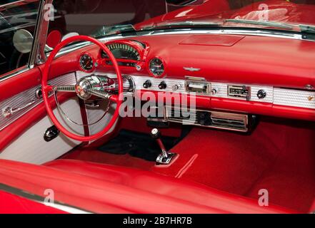 1955 Convertible Ford Thunderbird interior. Classic American T bird ...