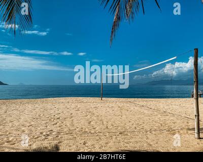 Volleyball Net On Tropical Beach Blue Stock Photo 210600391