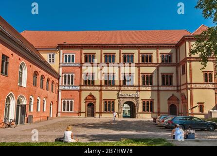 Fürstenhof castle courtyard in Wismar, Mecklenburg-West Pomerania, Germany Stock Photo