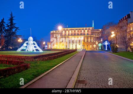 Colofrul park and Belgrade old palace evening view, capital of Croatia Stock Photo