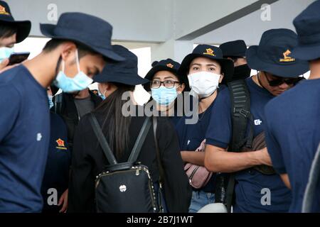 Minister of Health of the Republic of Indonesia, Terawan Agus Putranto welcomes the arrival of 188 Indonesian citizens, crew of the World Dream cruise ship at the Kolinlamil Pier, Tanjung Priok, Jakarta on Mar. 14, 2020. None of them were declared exposed to the corona virus after completing their observation period on Sebaru Kecil Island, Seribu Islands for 14 days. The Minister of Health of the Republic of Indonesia, Terawan Agus Putranto has made them as Corona Immunity Ambassadors, because they are considered to have succeeded in fighting the disease outbreak. (Photo by Kuncoro Widyo Rumpo Stock Photo