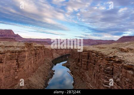 Stunning View of the Colorado River From Navajo Bridge In Marble Canyon Arizona. Stock Photo