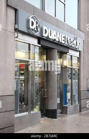 NEW YORK, USA - JUNE 10, 2013: Duane Reade pharmacy and convenience store in New York. DR was founded in 1960 and acquired by Walgreen Company in 2010 Stock Photo