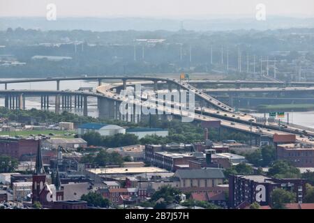 Baltimore, Maryland interstate highway intersection. I-395 meets I-95. Stock Photo