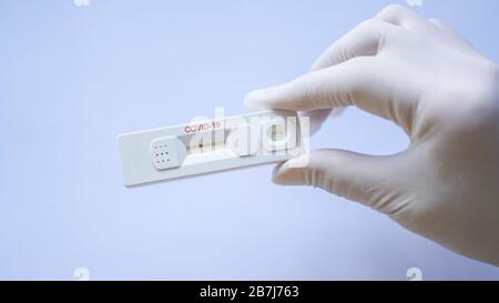 Negative test result by using rapid test device for COVID-19, novel coronavirus 2019 found in Wuhan, China Stock Photo