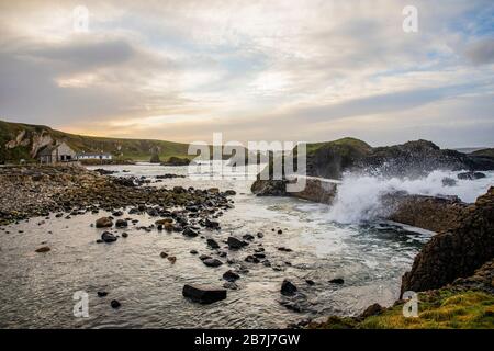 The harbour at Ballintoy, North Antrim Coast, County Antrim, Northern Ireland Stock Photo