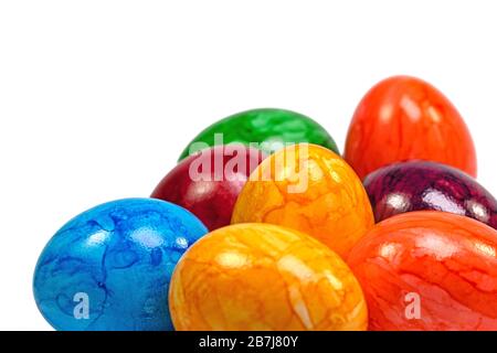 Colorful easter eggs against white background Stock Photo