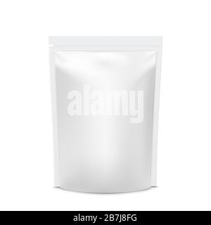 Realistic vector mock up Foil Food Stand Up Flexible Pouch Sachet. Stock Vector