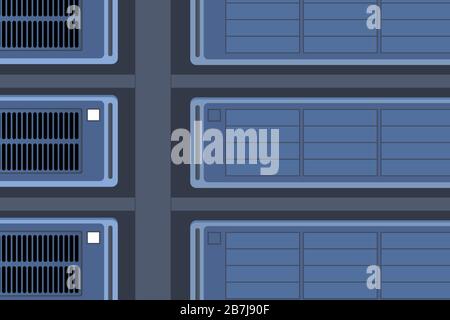 Data center or server room with server racks and computer operator ...
