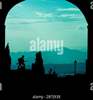 ww2 soldier statue, a partisans memorial near Asti, Piedmont, Italy Stock Photo