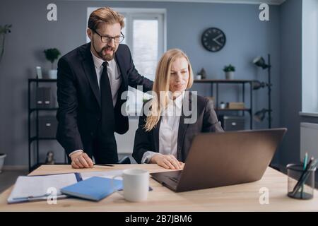 Business partners having consultation at modern office Stock Photo