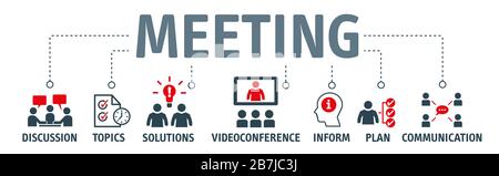 Meeting concept vector illustration. A meeting is when two or more people come together to discuss one or more topics, often in a formal or business s Stock Photo