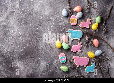 Easter cookie in shape of bunny and sheep Stock Photo