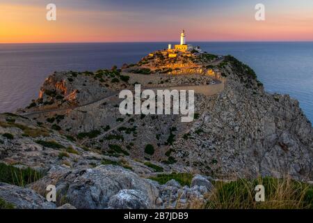 Formentor cape lighthouse. Balearic Islands, Mallorca, Spain Stock Photo