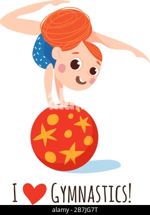 Vector funny cartoon flat style gymnastic circus characters. Stock Vector